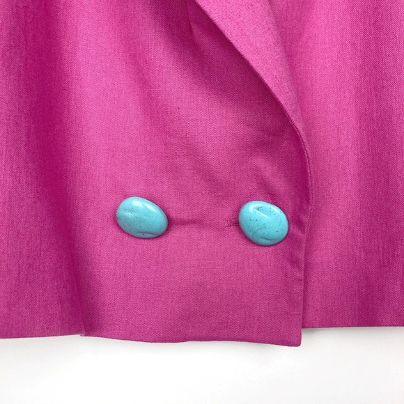 ZARA Woman Blazer Linen Blend Double-Breaste Cropped Pink Magenta Size L E121862 - Picture 8 of 12